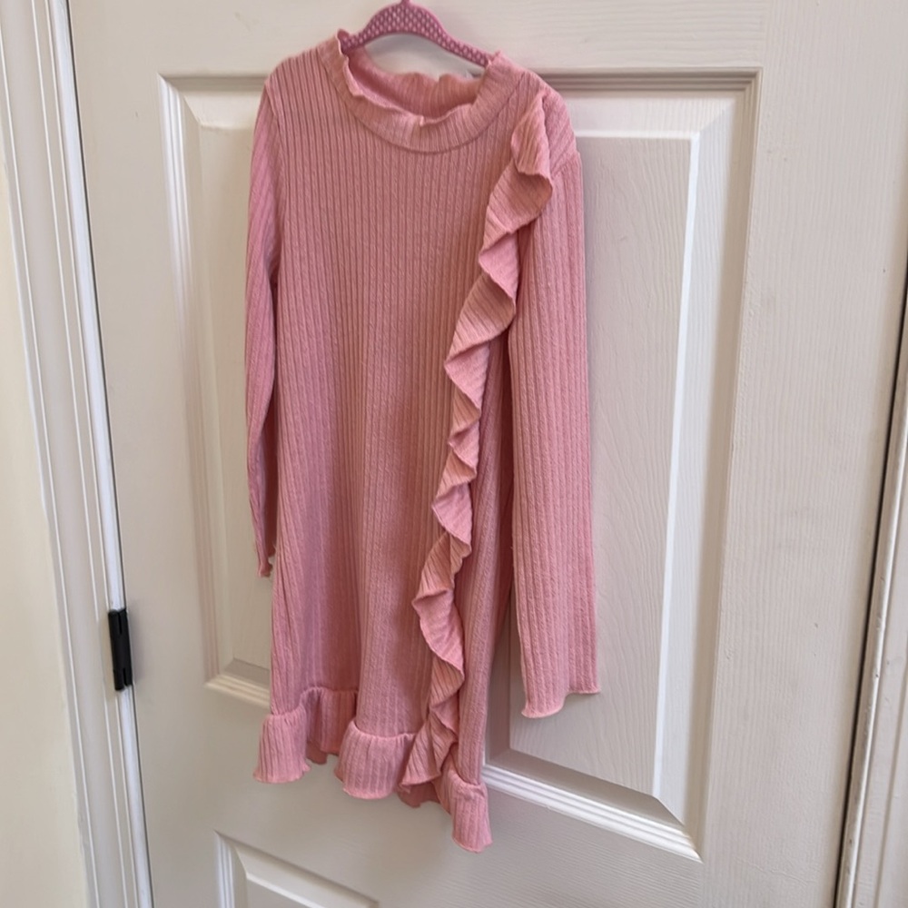 Pink Ruffled Kids Dress Size 7 - Picture 2 of 5